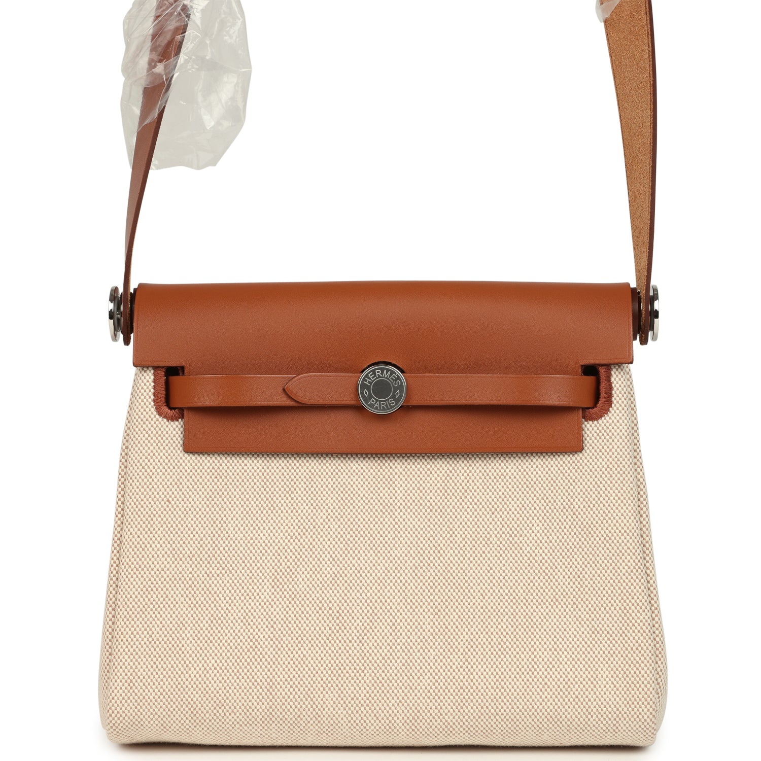 Hermes Herbag Zip 20 Mini Ecru and Beige Toile H Canvas and Fauve Vache Hunter Gold Hardware