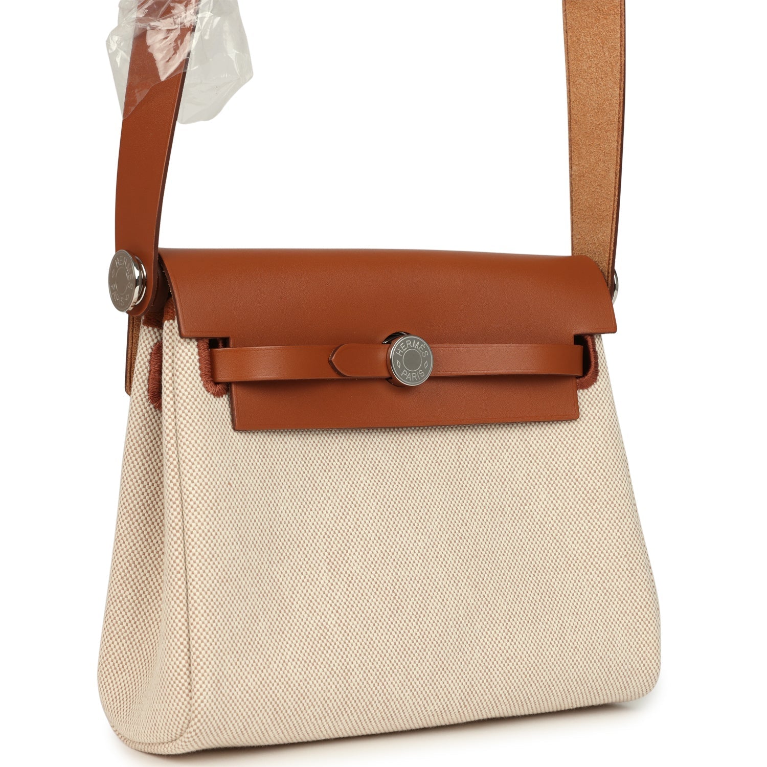 Hermes Herbag Zip 20 Mini Ecru and Beige Toile H Canvas and Fauve Vache Hunter Gold Hardware