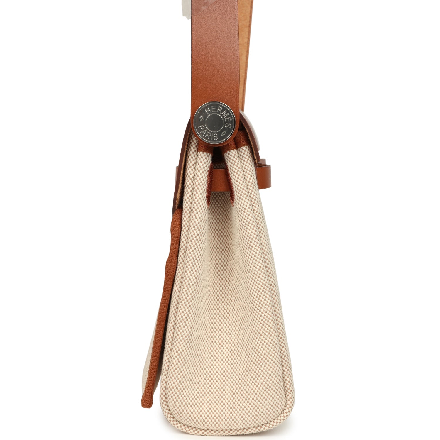 Hermes Herbag Zip 20 Mini Ecru and Beige Toile H Canvas and Fauve Vache Hunter Gold Hardware