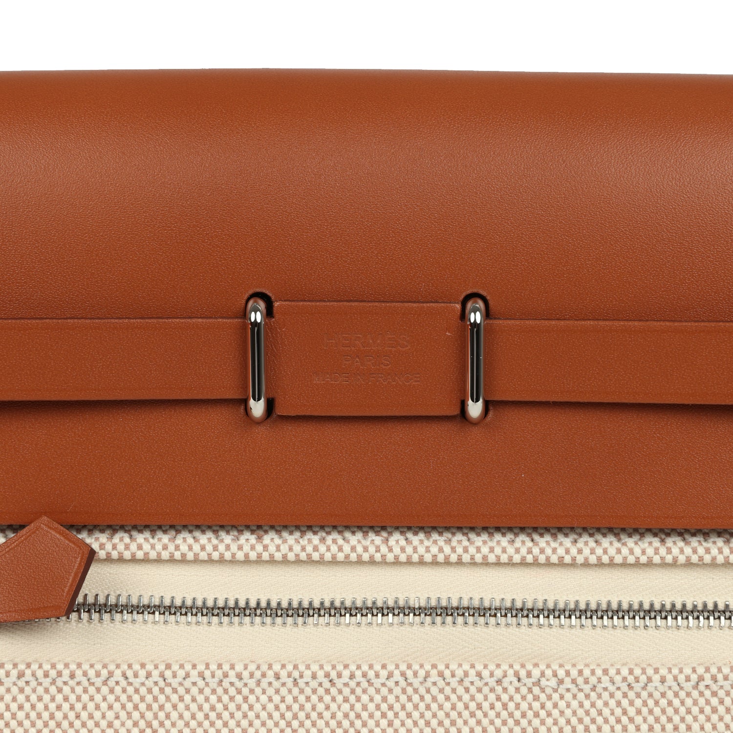 Hermes Herbag Zip 20 Mini Ecru and Beige Toile H Canvas and Fauve Vache Hunter Gold Hardware