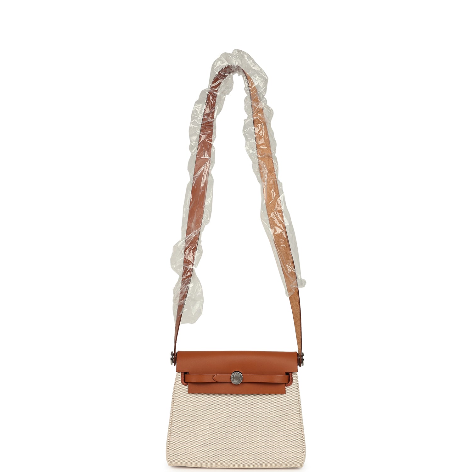 Hermes Herbag Zip 20 Mini Ecru and Beige Toile H Canvas and Fauve Vache Hunter Gold Hardware