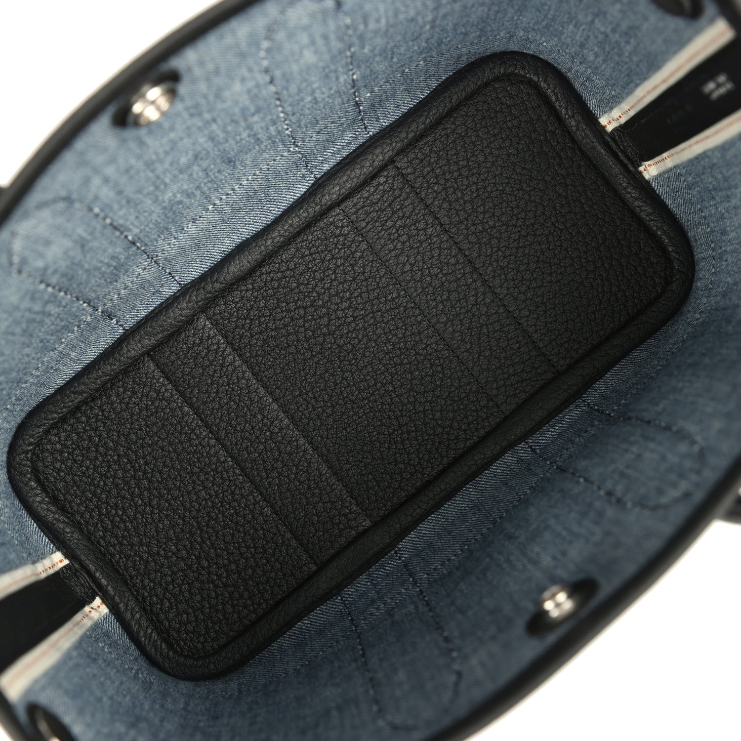 Hermes Garden Party Neo 23 Denim Moyen and Black Negonda Palladium Hardware