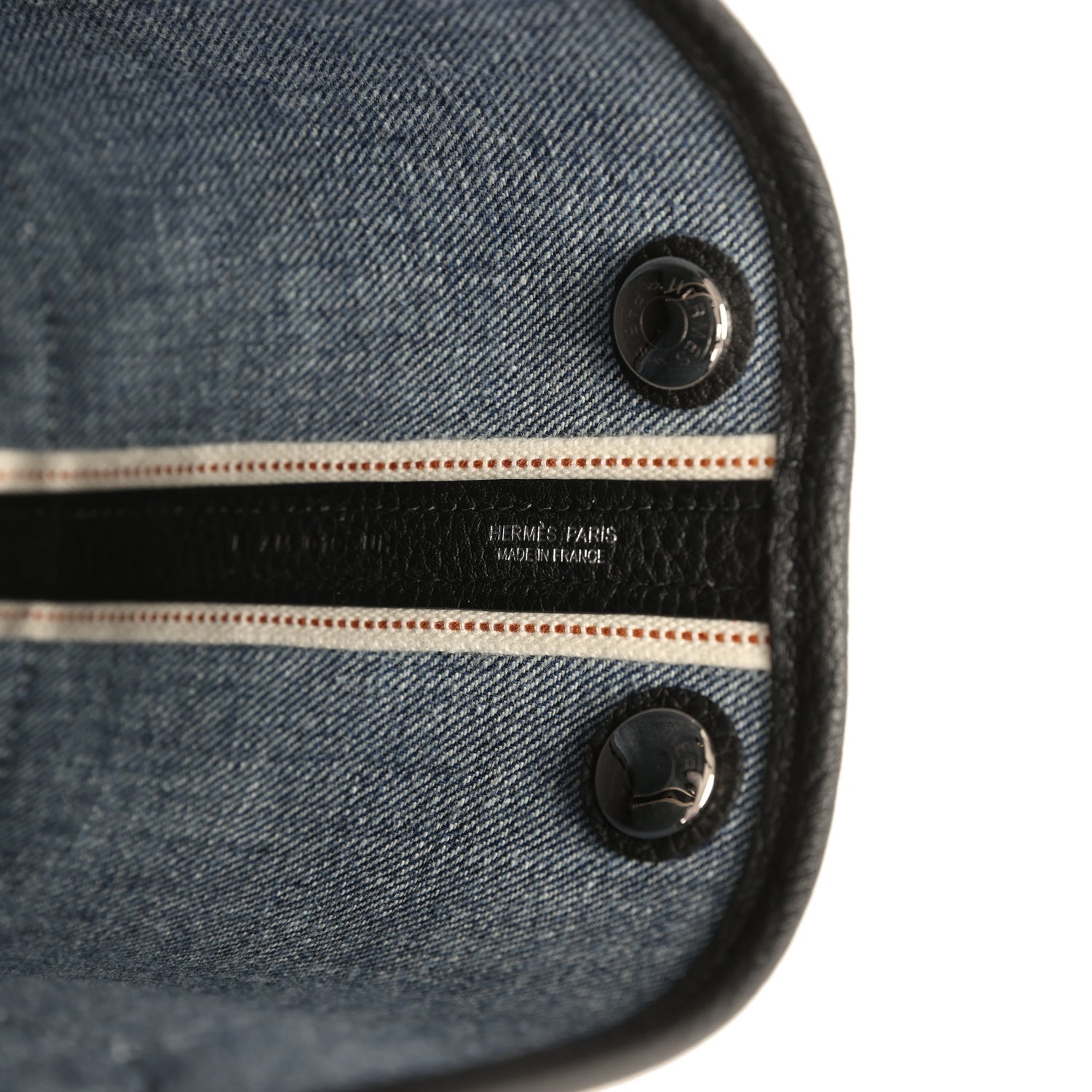 Hermes Garden Party Neo 23 Denim Moyen and Black Negonda Palladium Hardware