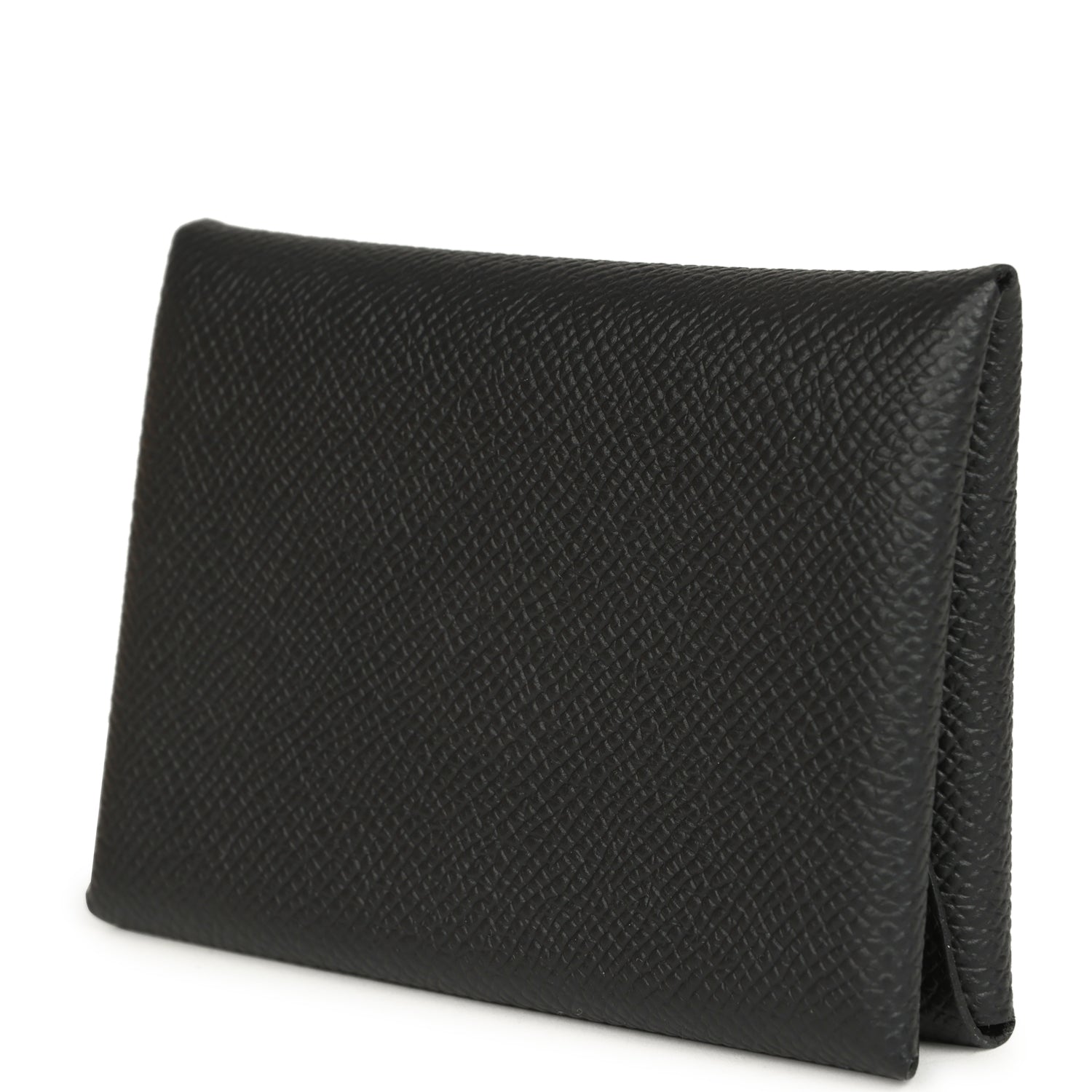 Hermes Calvi Duo Card Holder Black Epsom Palladium Hardware
