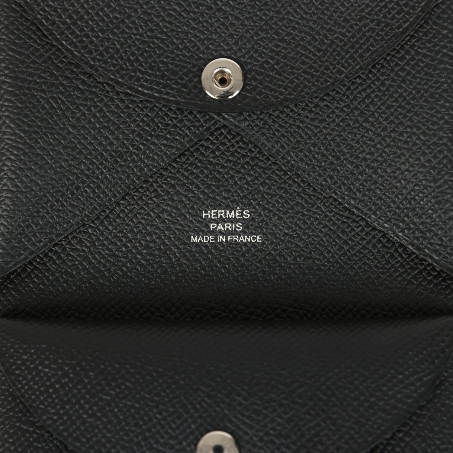 Hermes Calvi Duo Card Holder Black Epsom Palladium Hardware