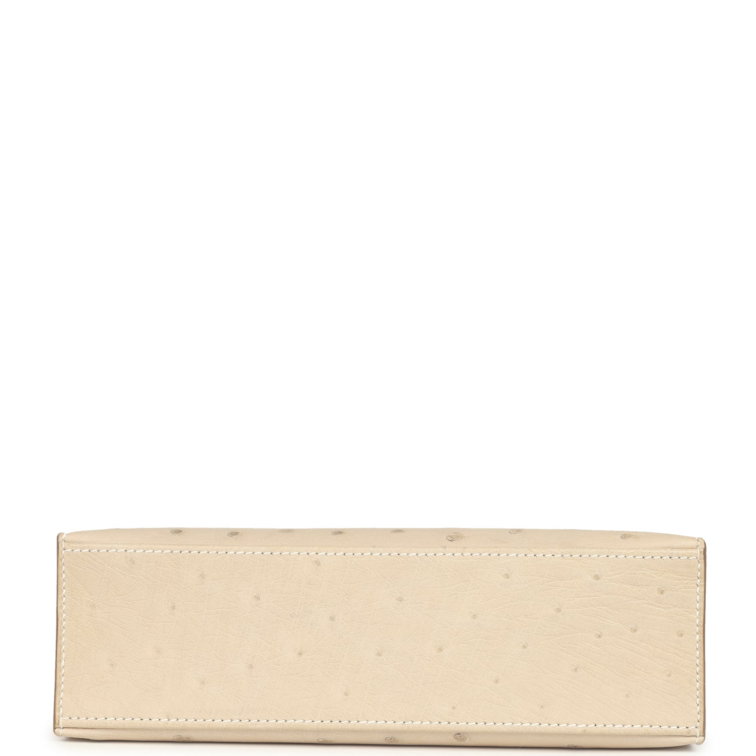 Hermes Kelly Pochette Craie Ostrich Palladium Hardware
