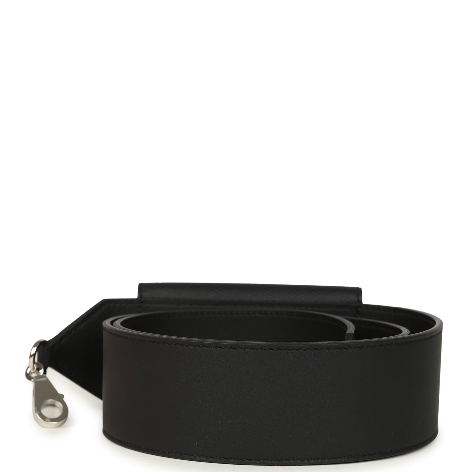 Hermes Kelly Pocket Bag Strap 105CM Black Swift and Epsom Palladium Hardware