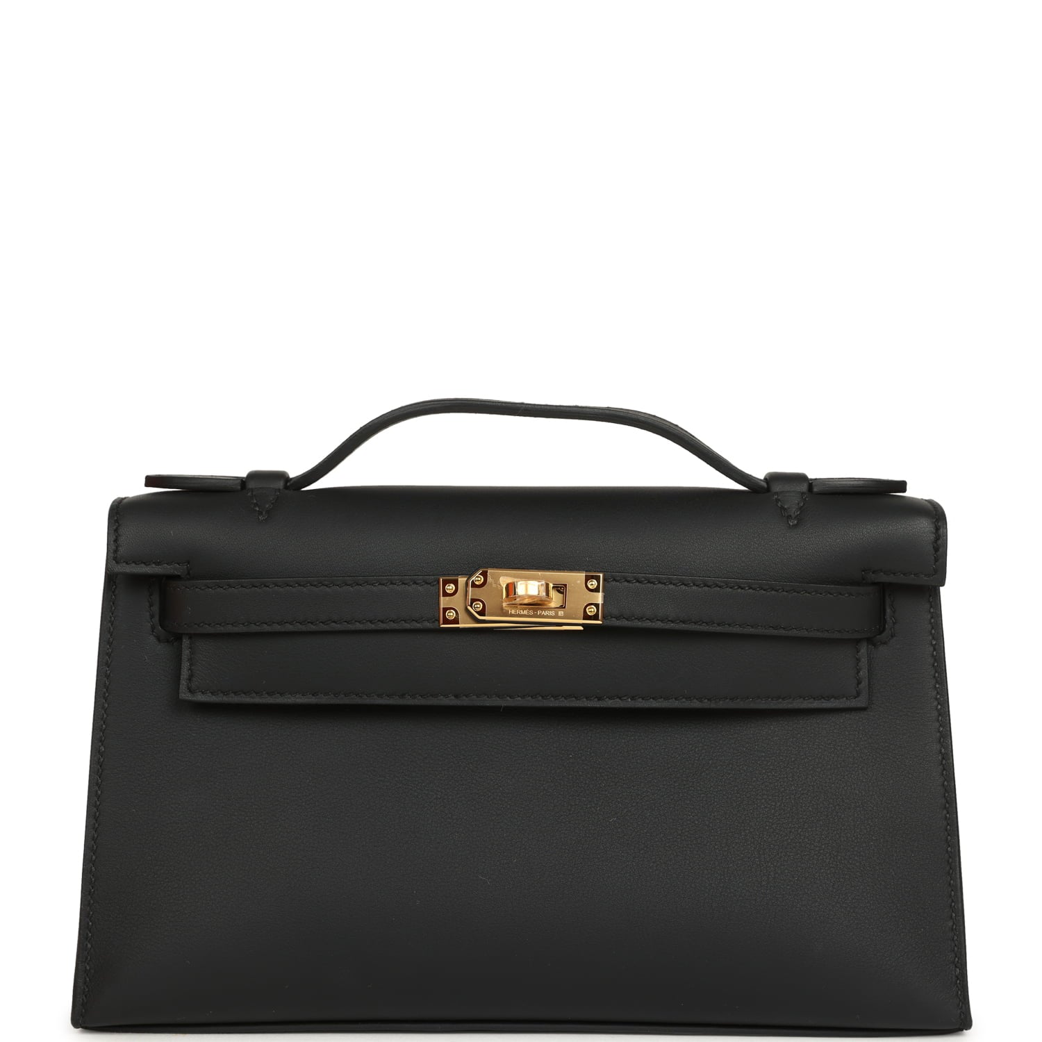 Hermes Kelly Pochette Black Swift Gold Hardware