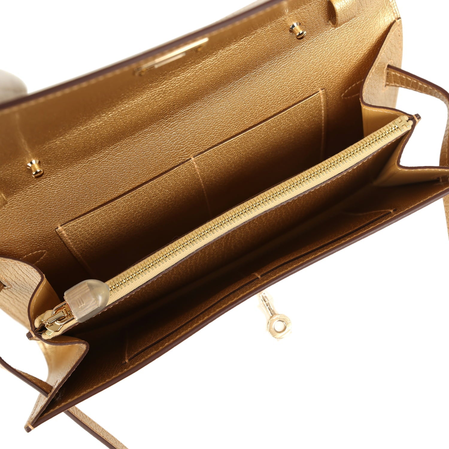 Hermes Kelly Wallet To Go Dore Chevre Chamkilight Permabrass Hardware