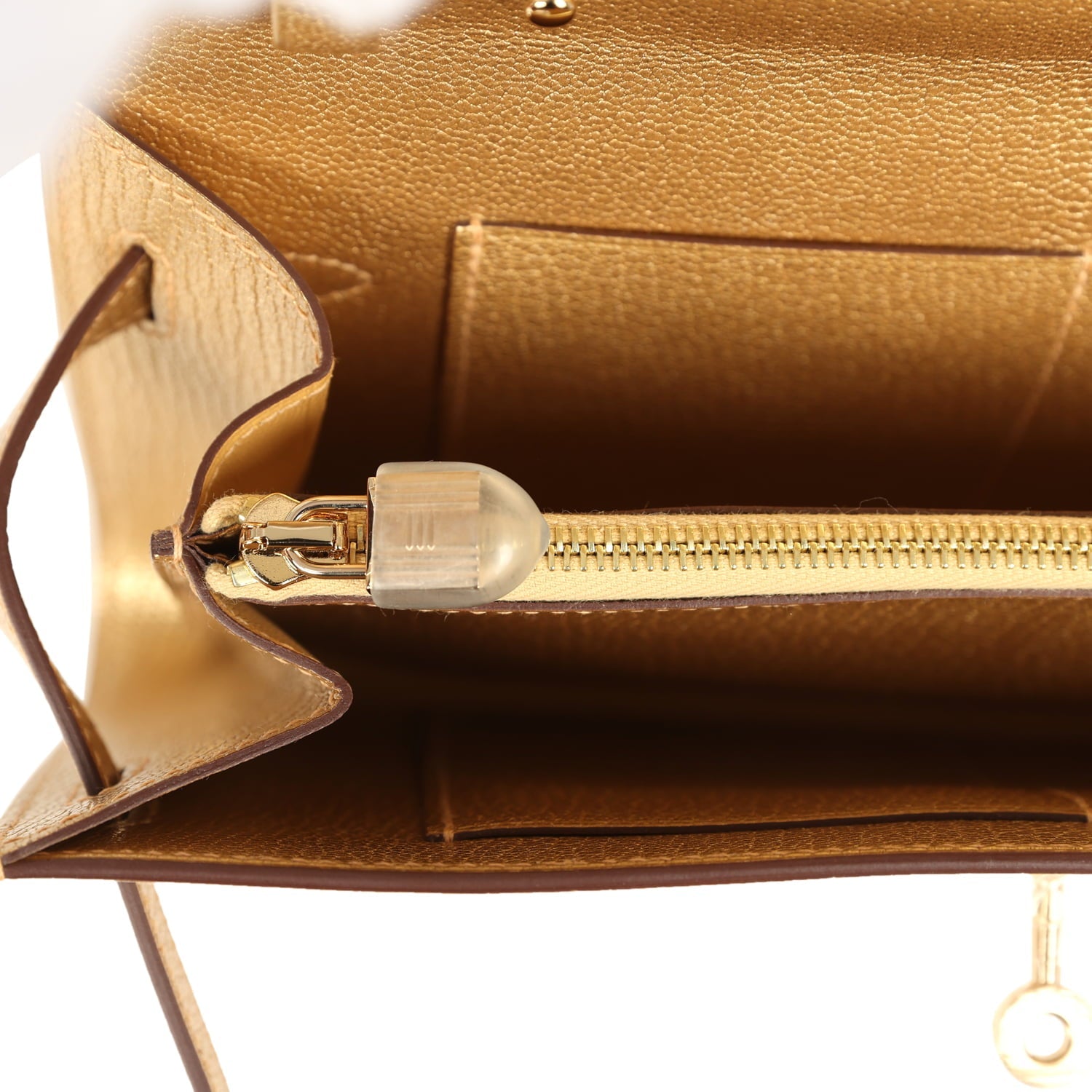 Hermes Kelly Wallet To Go Dore Chevre Chamkilight Permabrass Hardware