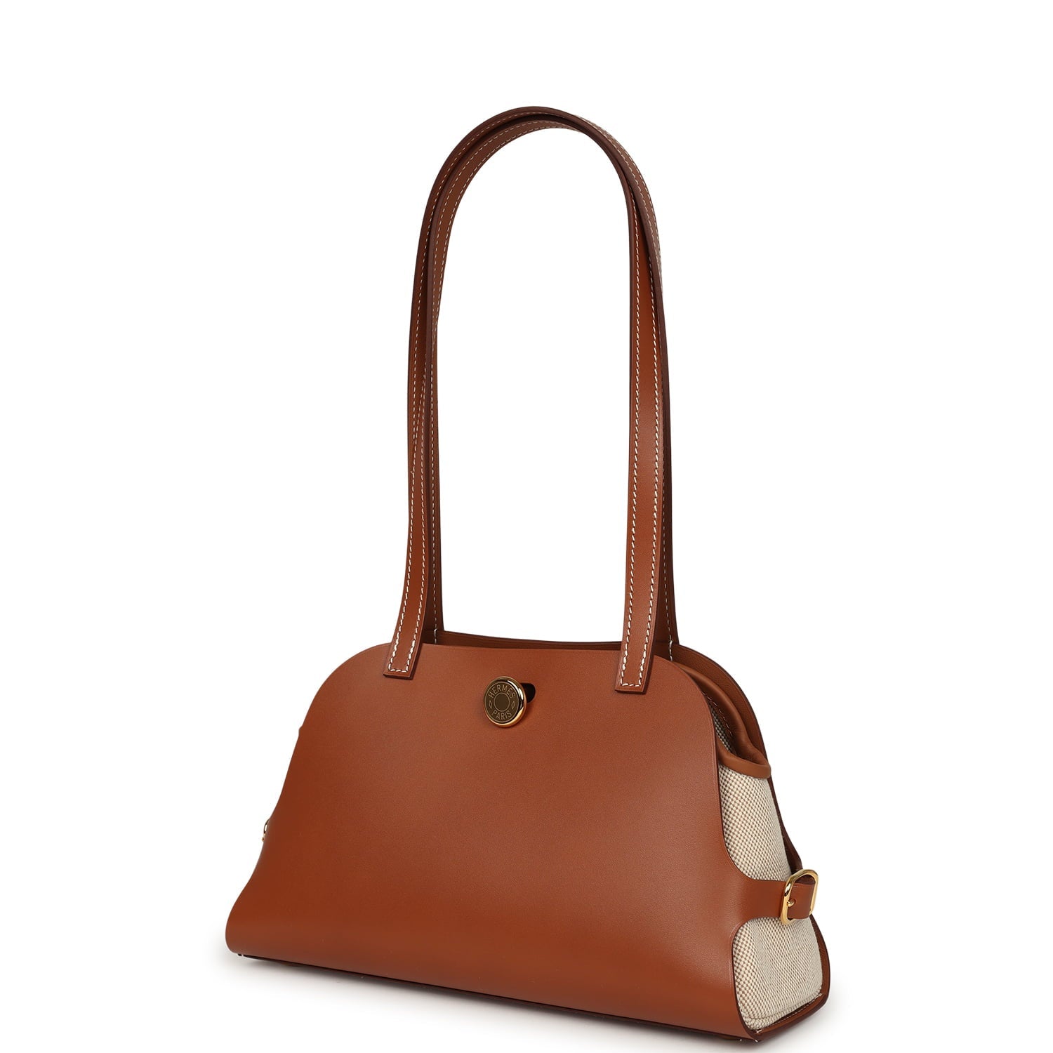 Hermes Tablier Sellier Fauve Vache Hunter, Gold, Ecru-Beige Swift and Toile H Gold Hardware