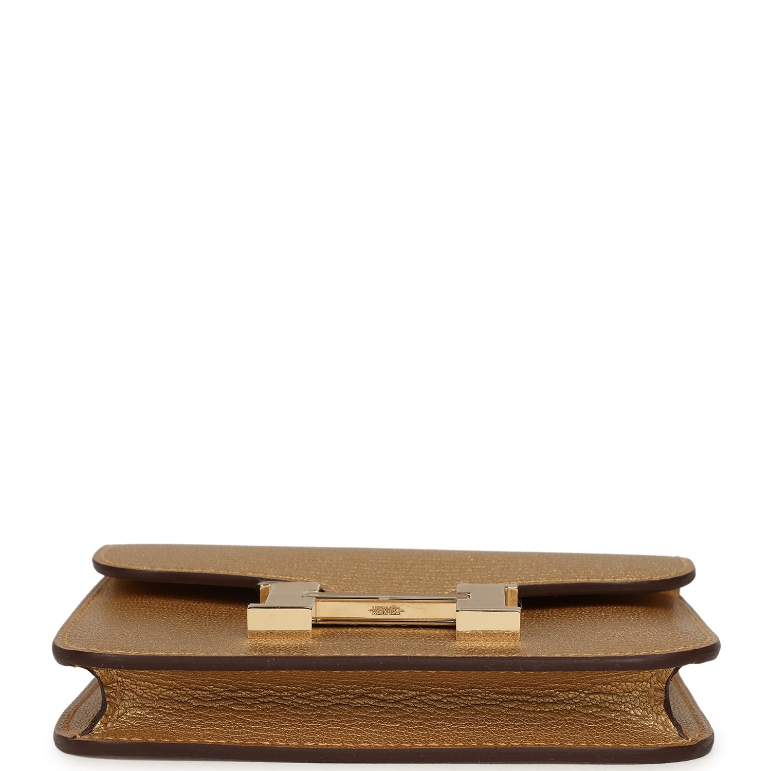 Hermes Constance Slim Wallet Dore Chevre Chamkilight Permabrass Hardware