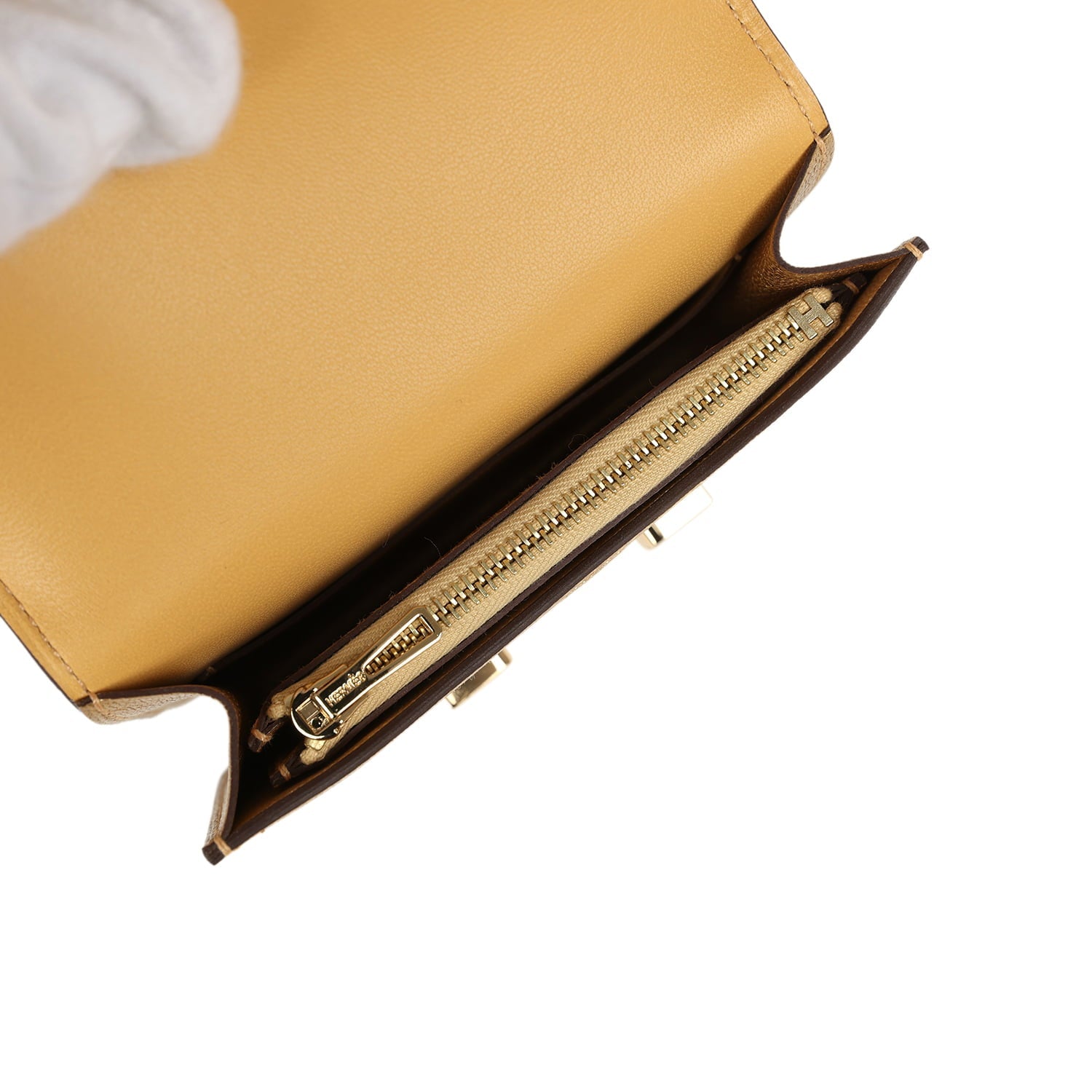 Hermes Constance Slim Wallet Dore Chevre Chamkilight Permabrass Hardware