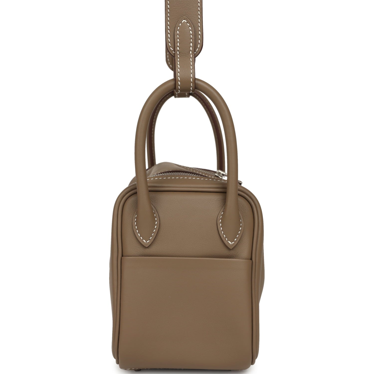 Hermes Mini Lindy II Etoupe Swift Palladium Hardware