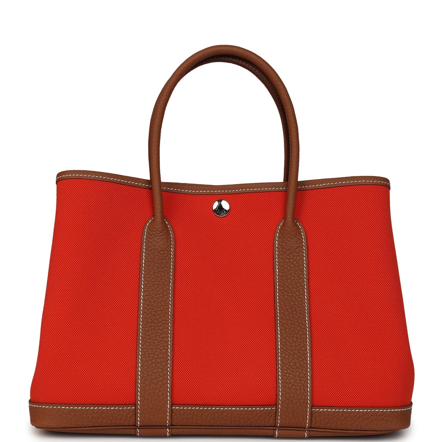 Hermes Garden Party 30 Orange Mécano Toile Officier Canvas and Gold Negonda Palladium Hardware