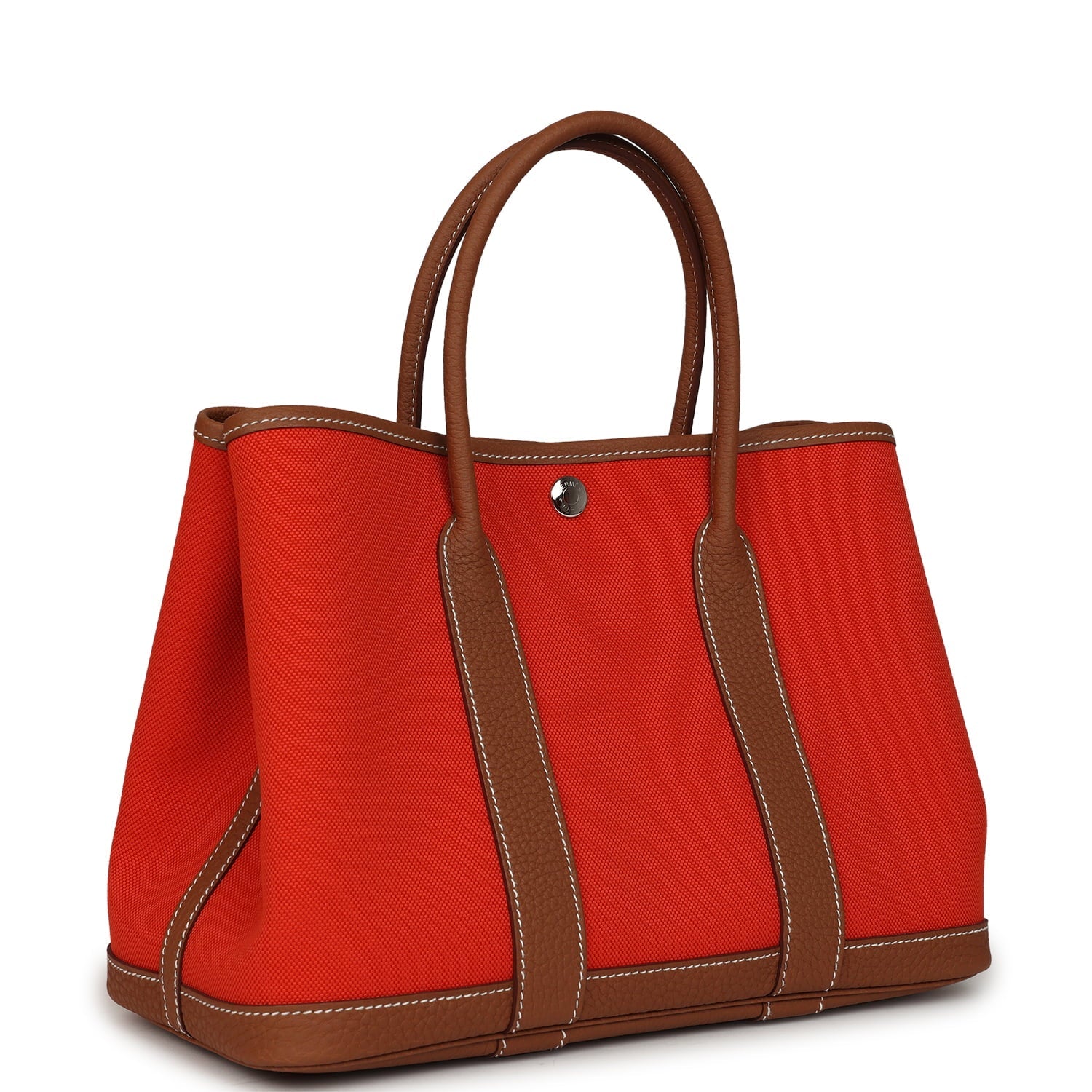 Hermes Garden Party 30 Orange Mécano Toile Officier Canvas and Gold Negonda Palladium Hardware