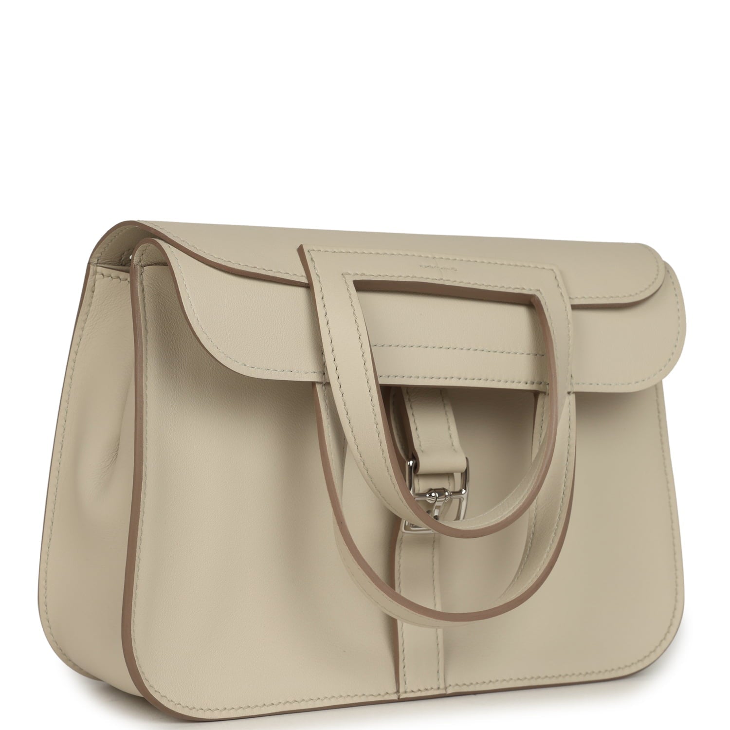 Hermes Mini Halzan Craie Swift Palladium Hardware