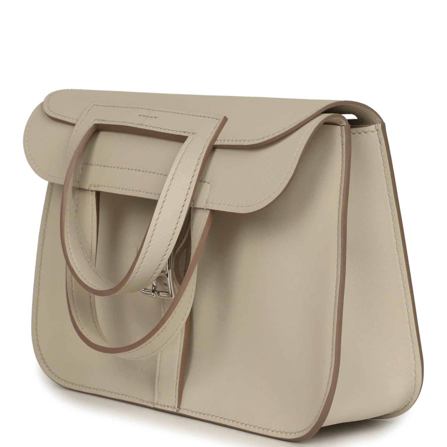 Hermes Mini Halzan Craie Swift Palladium Hardware