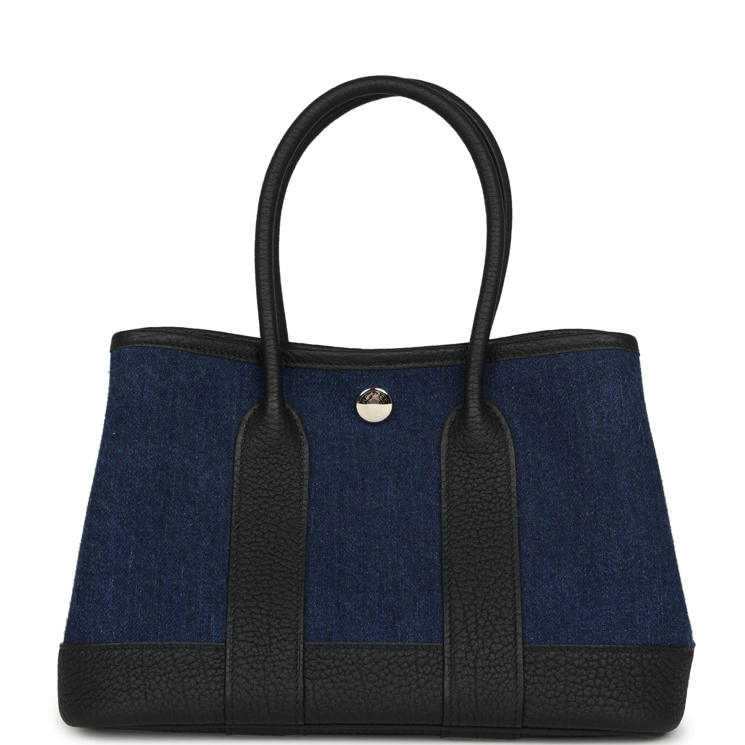 Hermes Garden Party Neo 23 Denim Moyen and Black Negonda Palladium Hardware