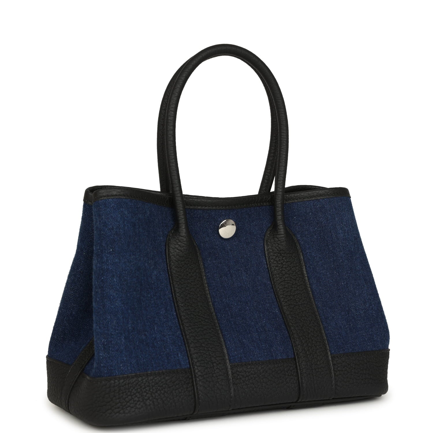 Hermes Garden Party Neo 23 Denim Moyen and Black Negonda Palladium Hardware