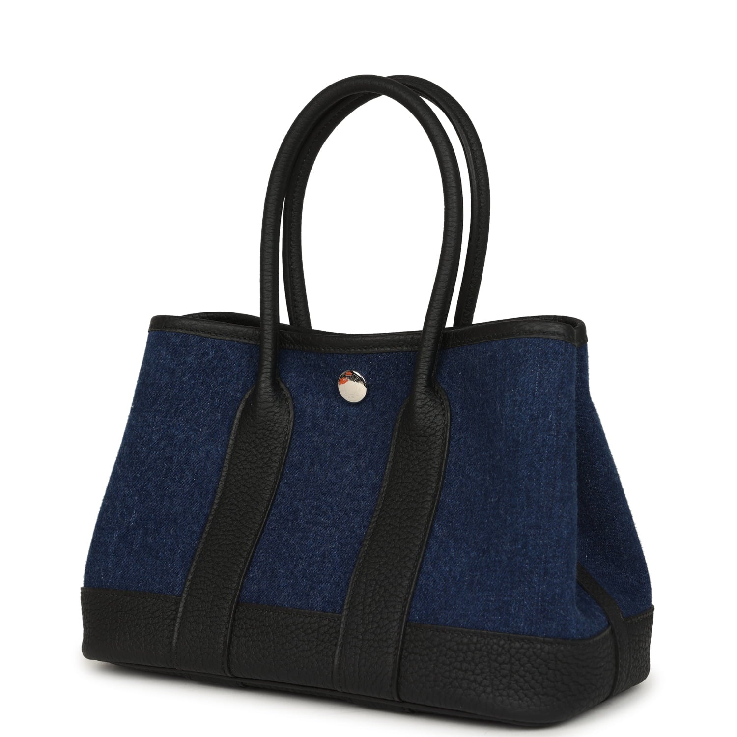 Hermes Garden Party Neo 23 Denim Moyen and Black Negonda Palladium Hardware