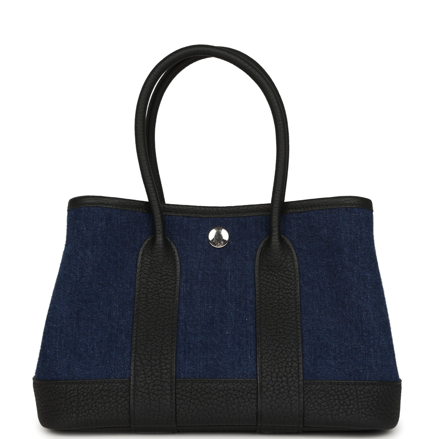 Hermes Garden Party Neo 23 Denim Moyen and Black Negonda Palladium Hardware