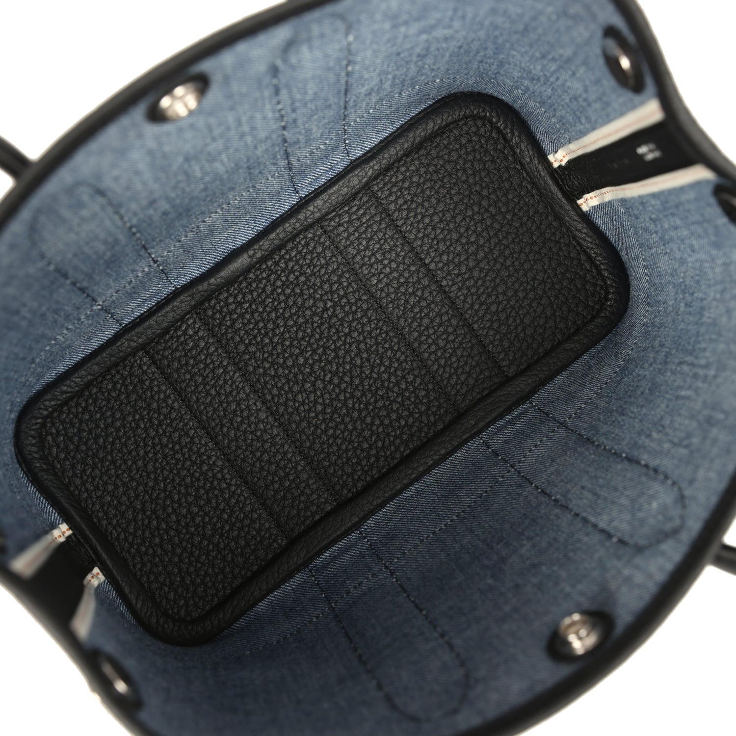 Hermes Garden Party Neo 23 Denim Moyen and Black Negonda Palladium Hardware