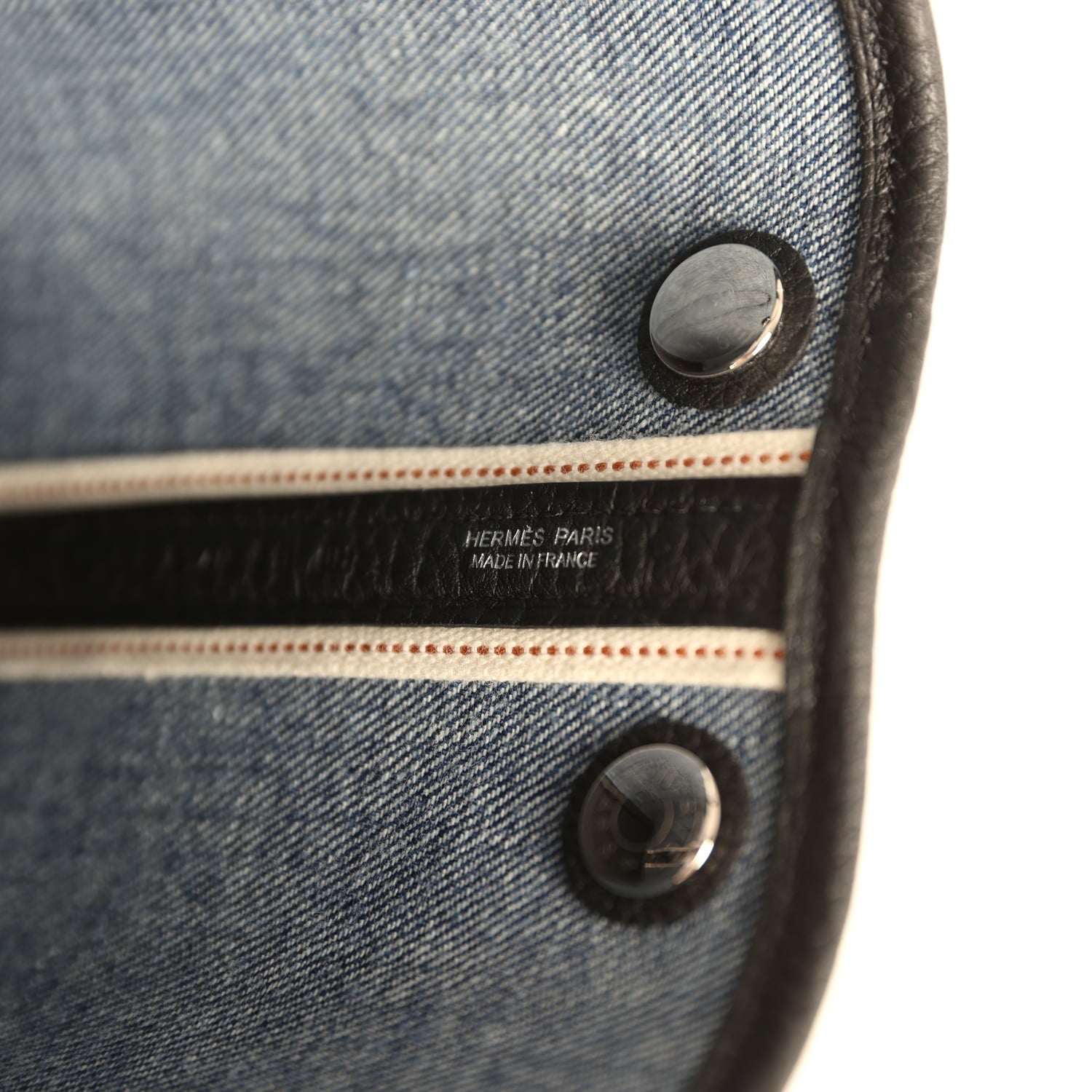 Hermes Garden Party Neo 23 Denim Moyen and Black Negonda Palladium Hardware