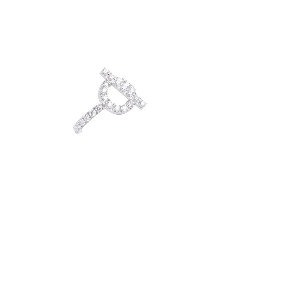 Hermes Finesse Ring Diamonds and 18K White Gold Hardware