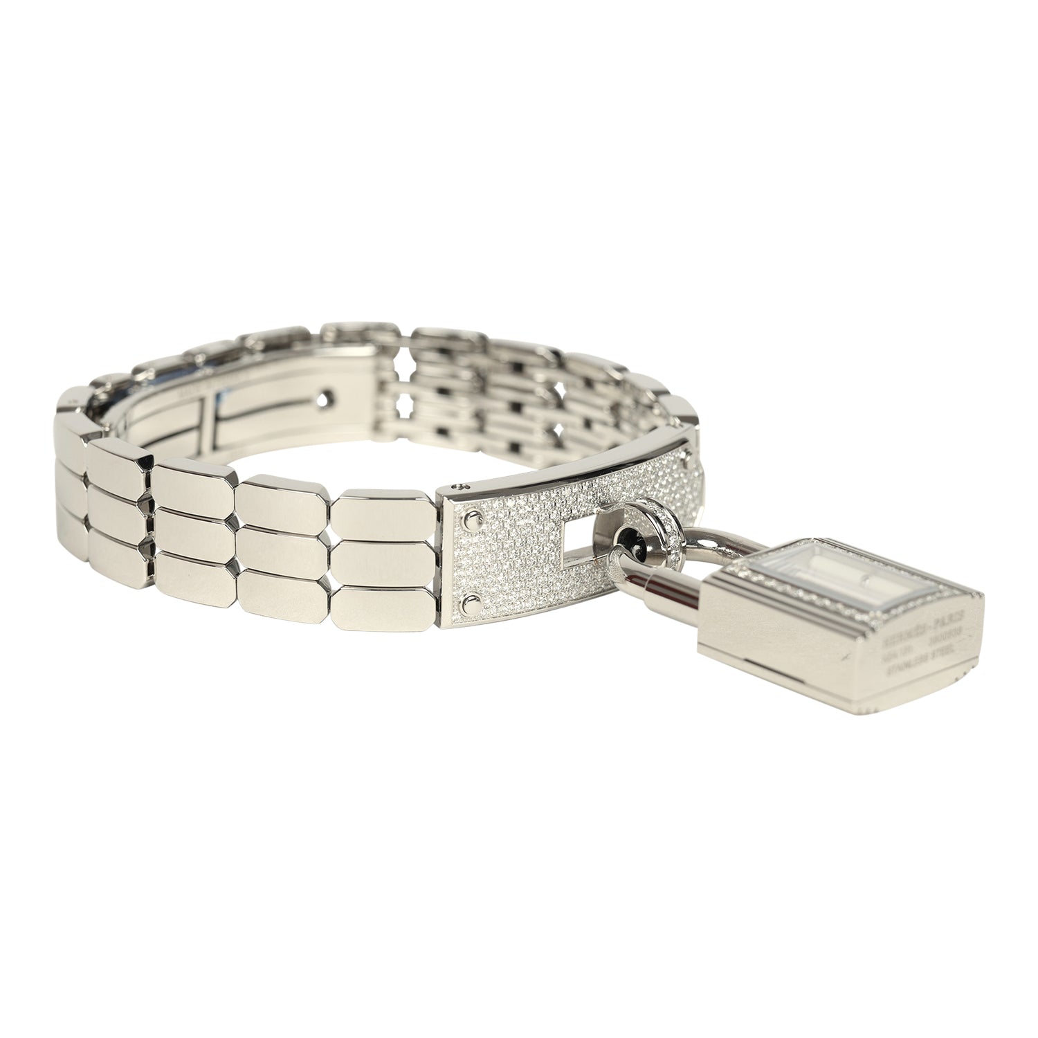 Hermes Kelly Watch Mini Model 16mm White Mother of Pearl, Stainless Steel Hardware and White Diamonds