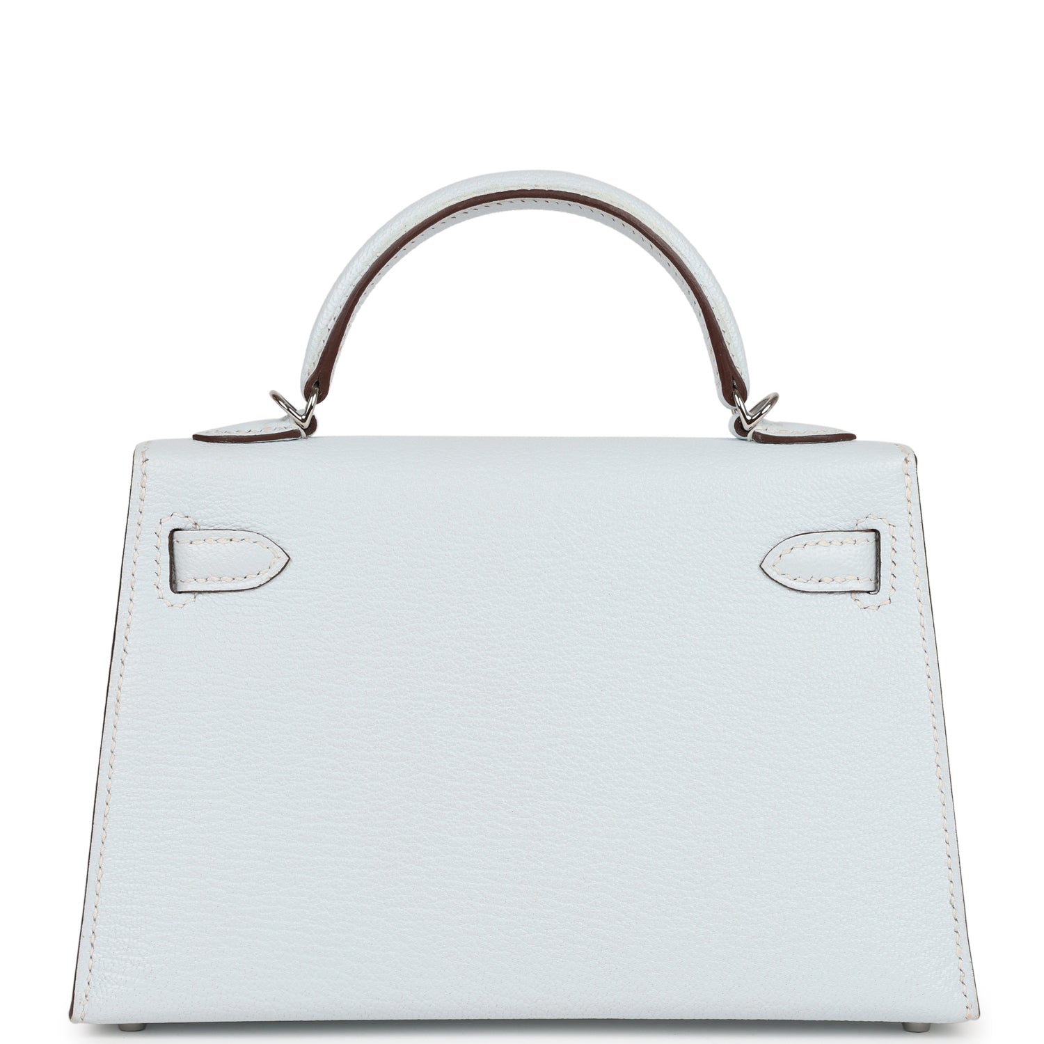 Pre-owned Hermes Kelly Sellier 20 Bleu Brume Chevre Palladium Hardware