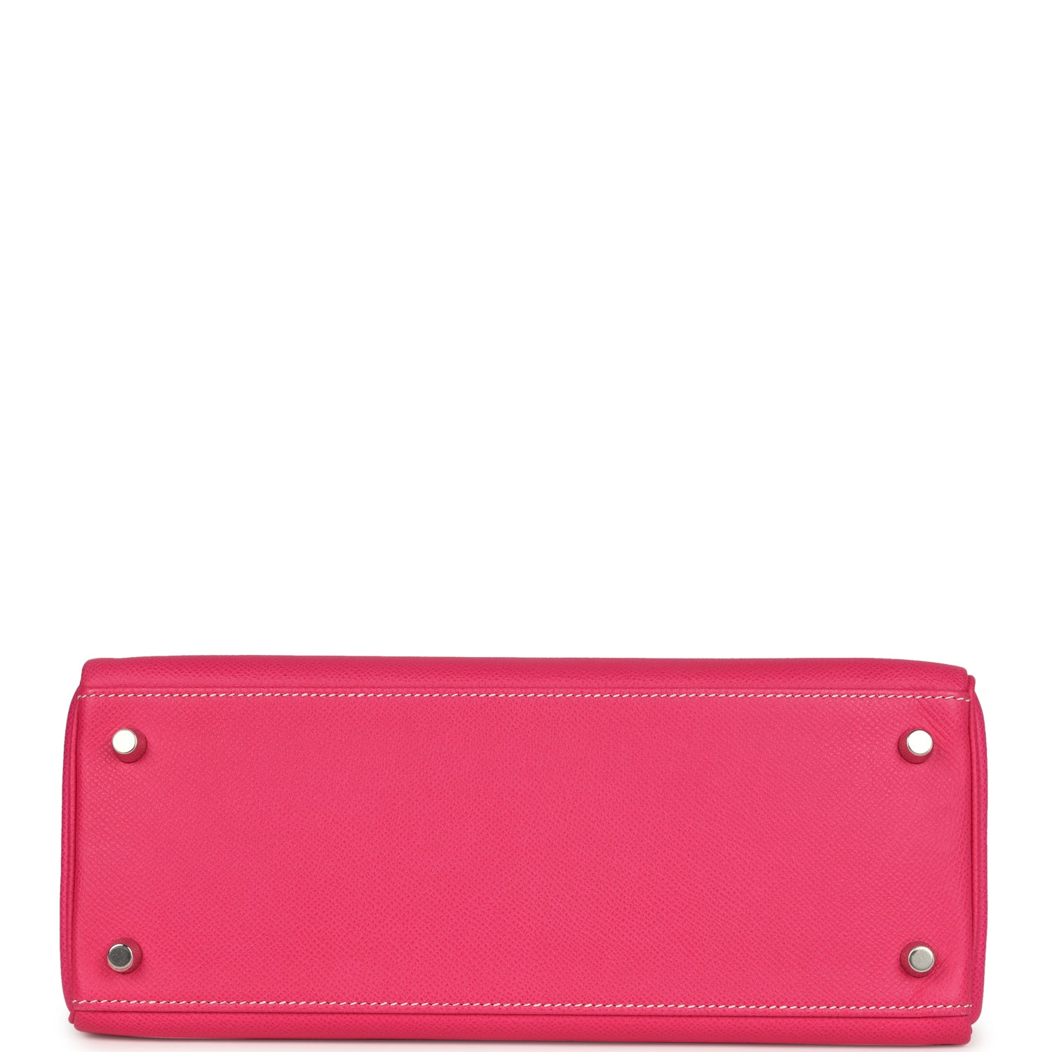 Pre-owned Hermes Kelly Retourne 28 Rose Tyrien Candy Epsom Palladium Hardware