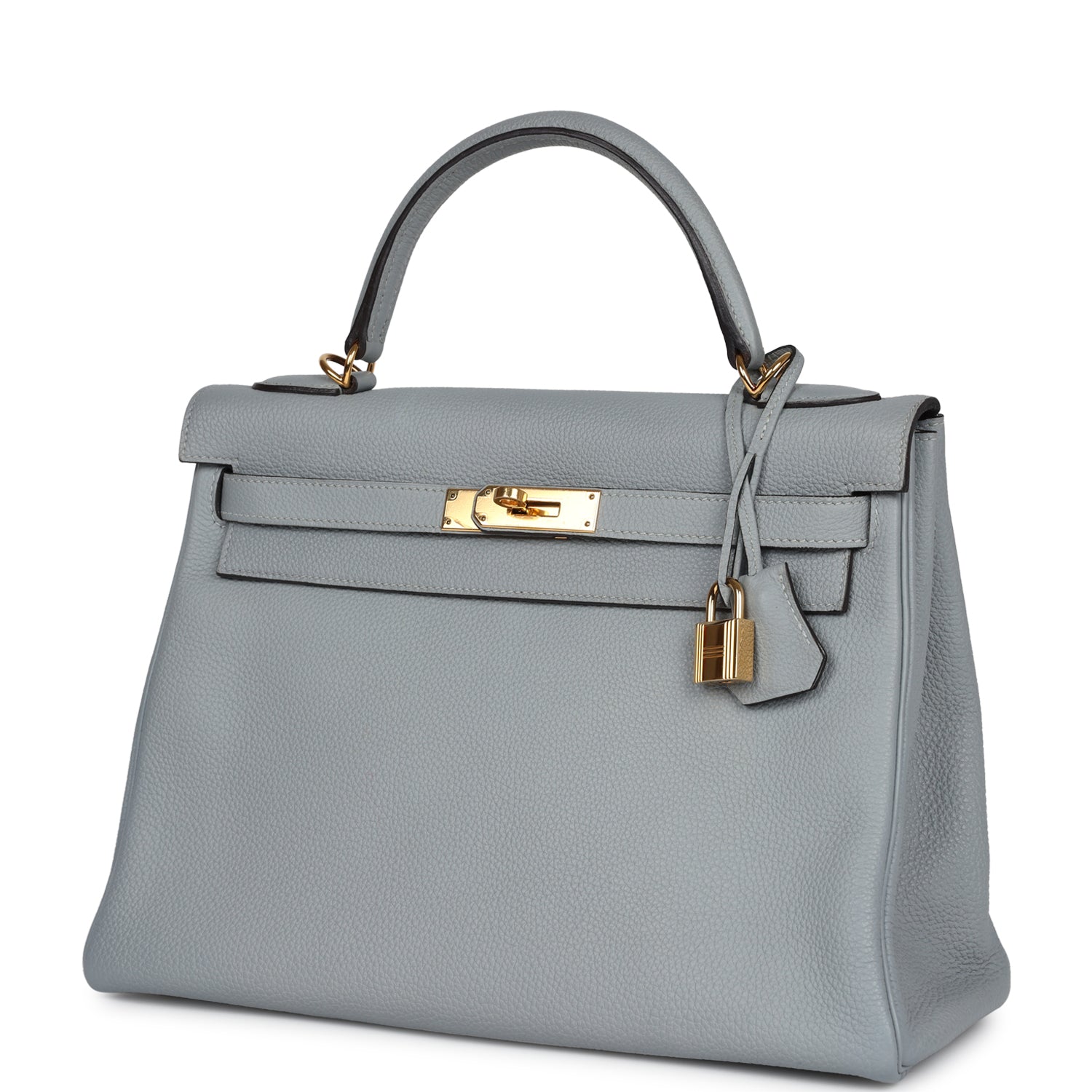 Pre-owned Hermes Kelly Retourne 32 Bleu Glacier Togo Gold Hardware