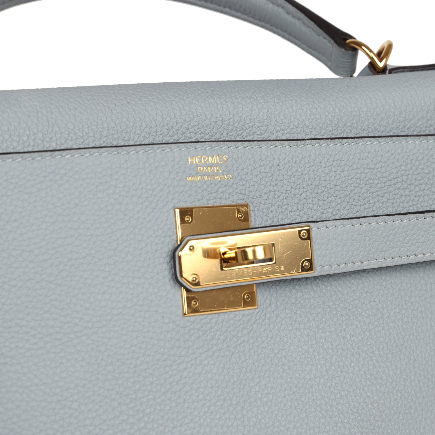 Pre-owned Hermes Kelly Retourne 32 Bleu Glacier Togo Gold Hardware