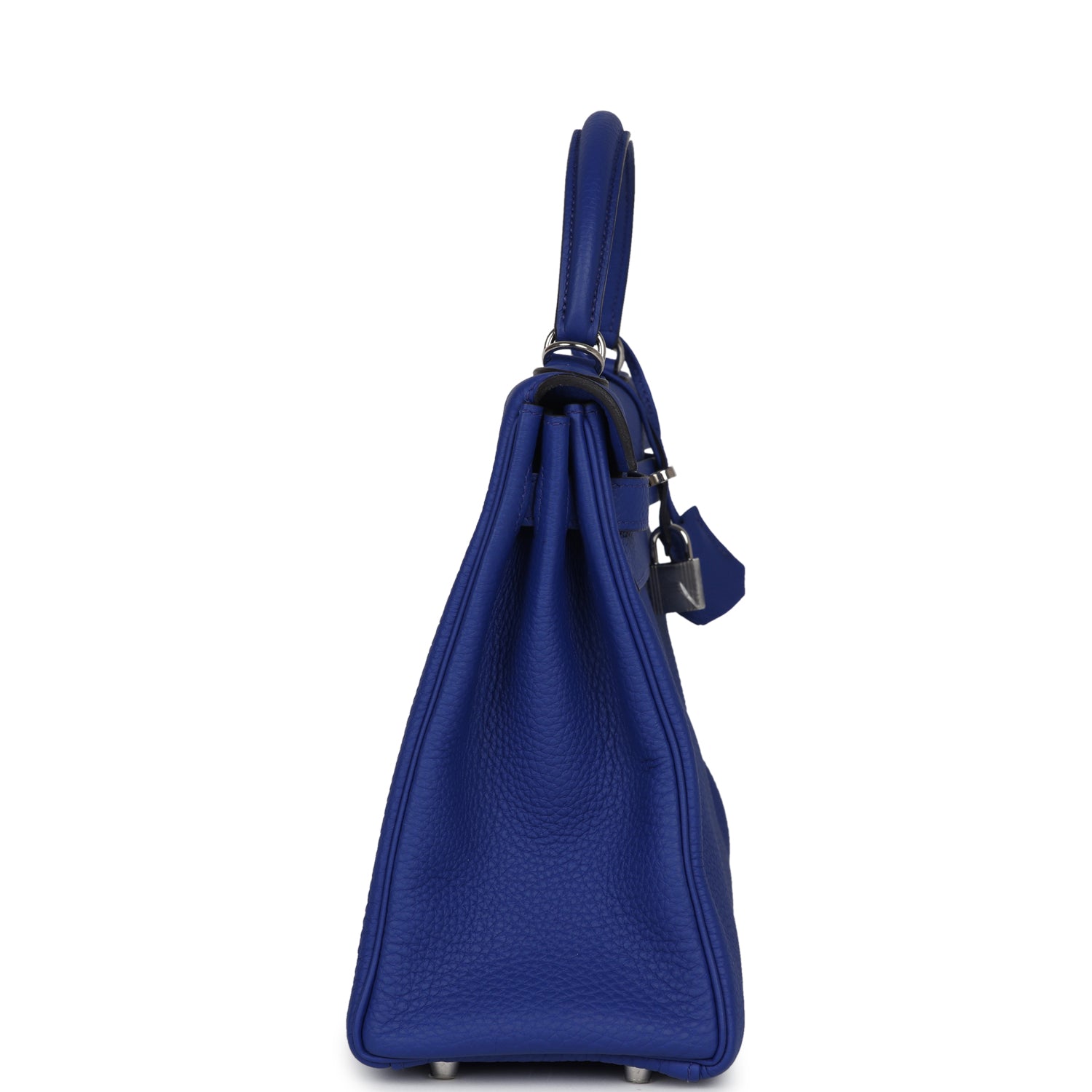 Pre-owned Hermes Kelly Retourne 32 Bleu Electric Togo Palladium Hardware