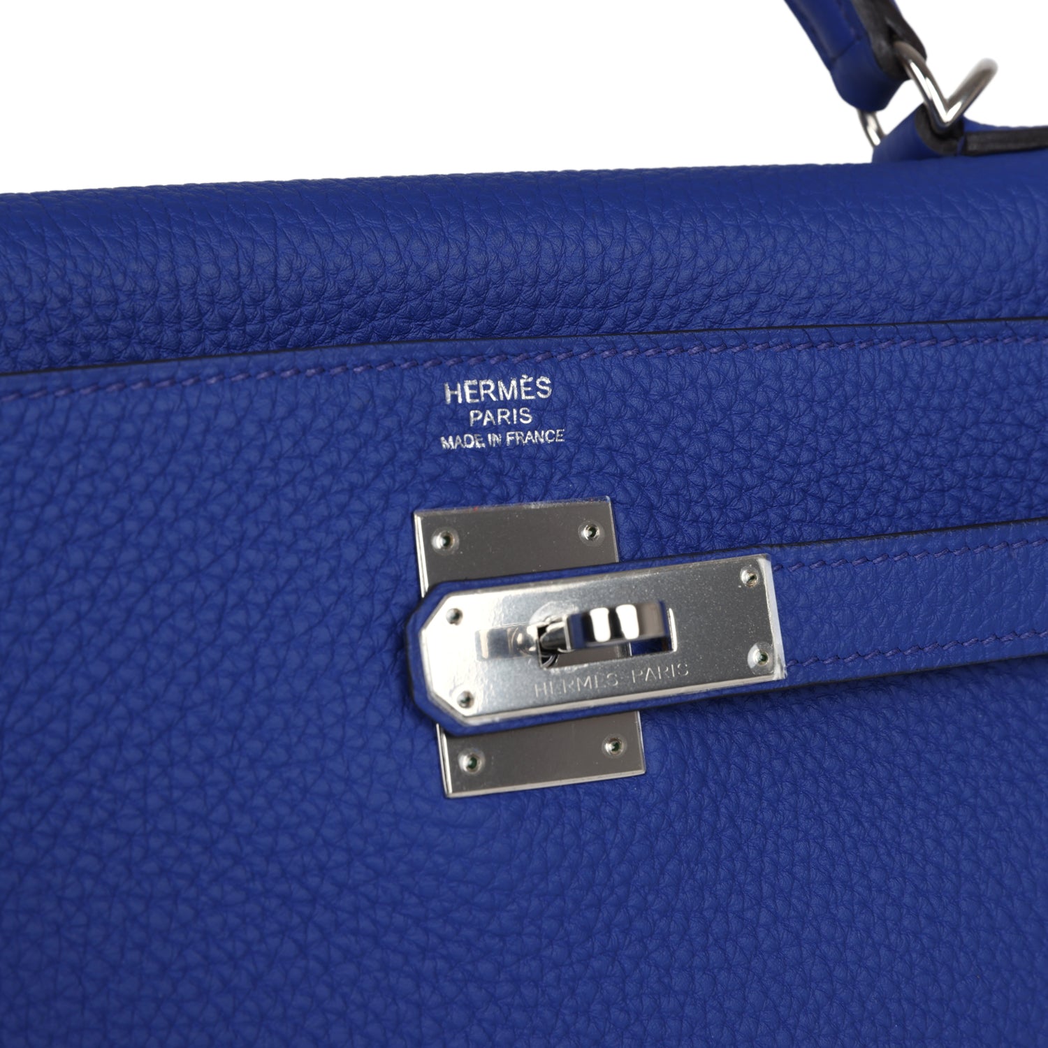 Pre-owned Hermes Kelly Retourne 32 Bleu Electric Togo Palladium Hardware