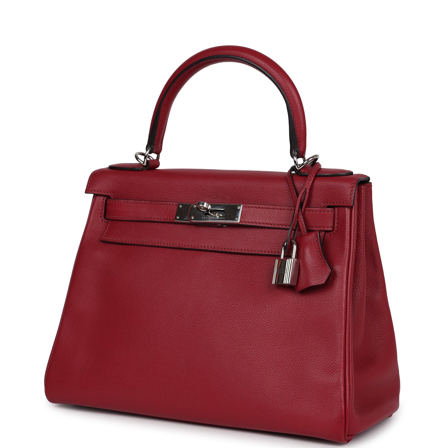 Pre-owned Hermes Kelly Retourne 28 Rouge Grenat Evercolor Palladium Hardware