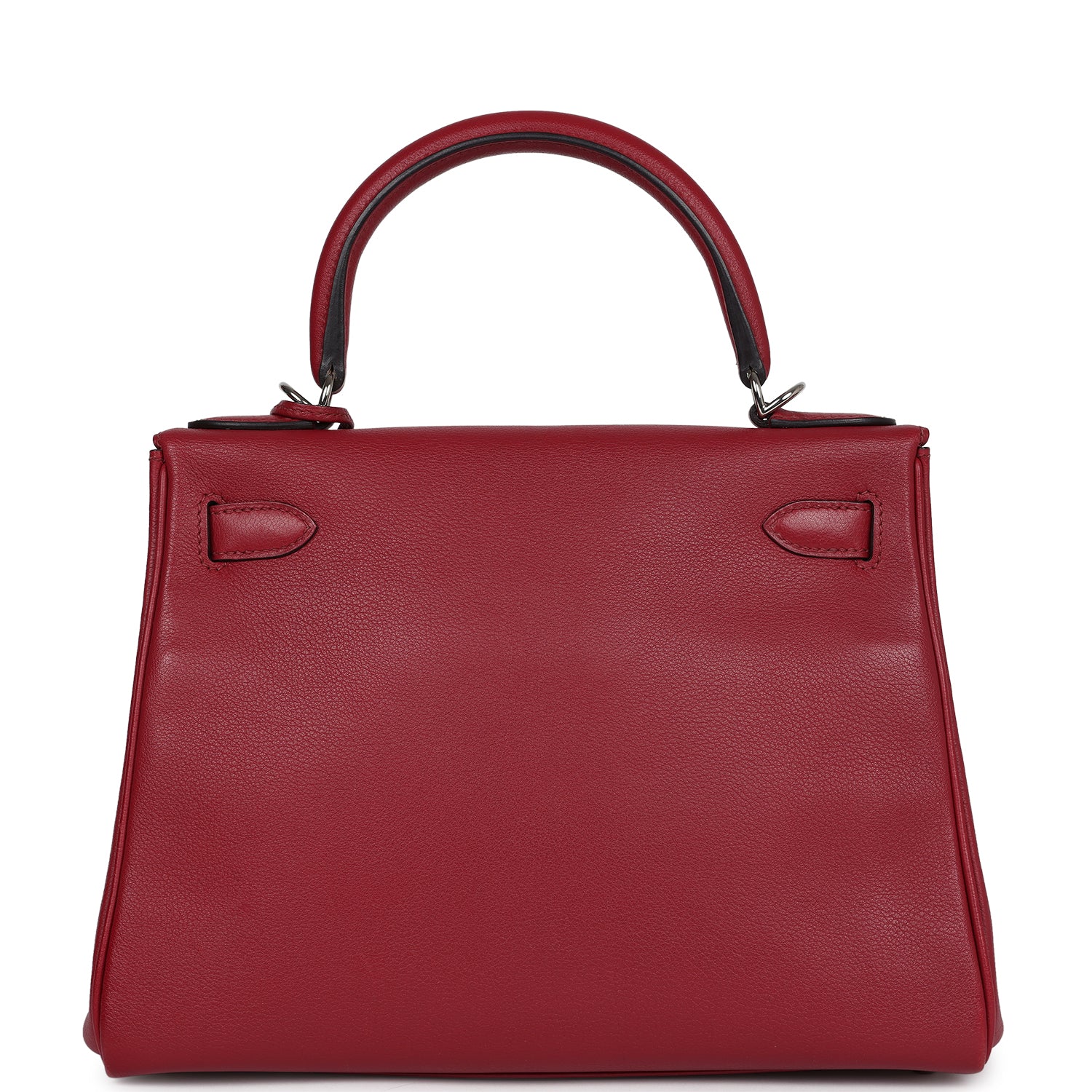 Pre-owned Hermes Kelly Retourne 28 Rouge Grenat Evercolor Palladium Hardware