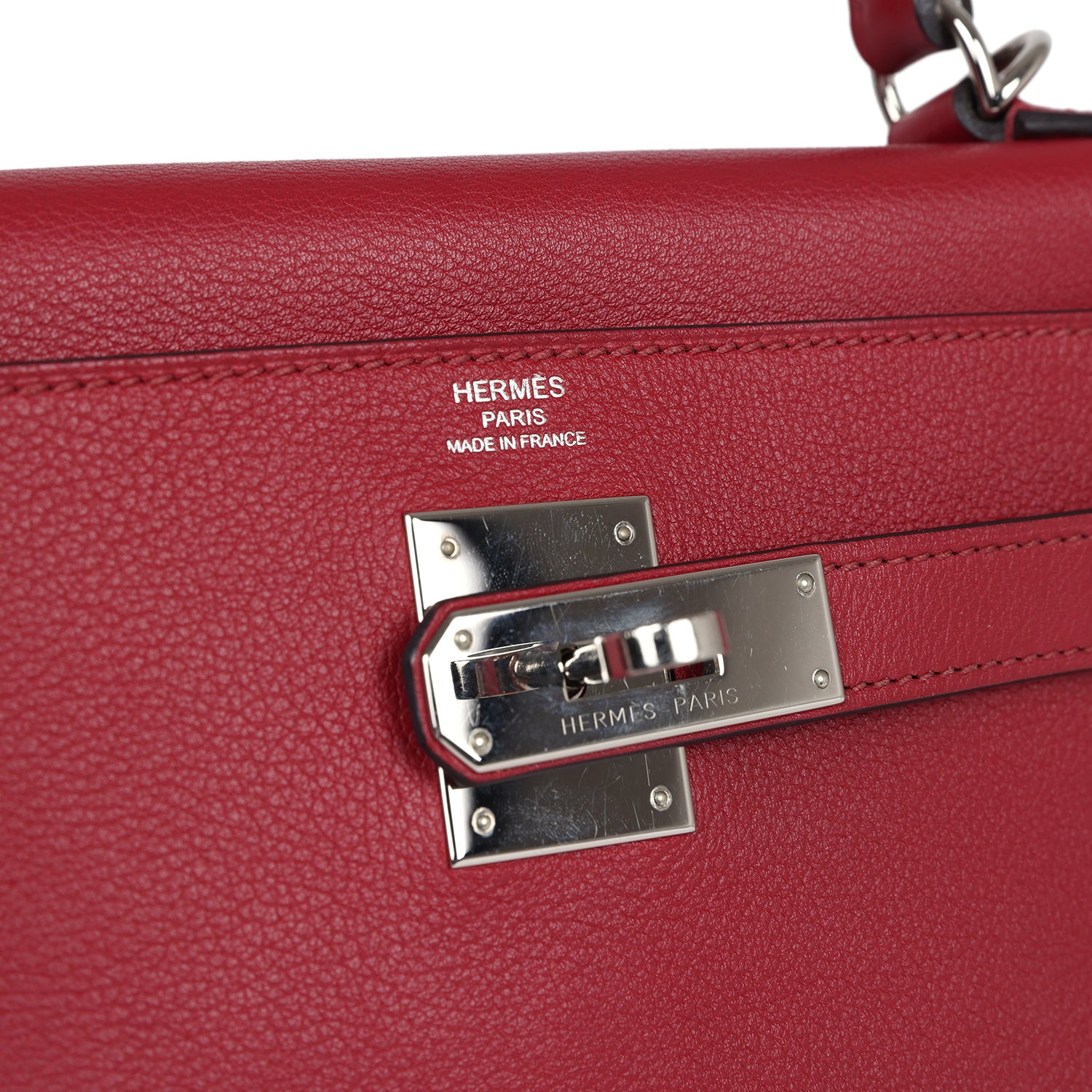 Pre-owned Hermes Kelly Retourne 28 Rouge Grenat Evercolor Palladium Hardware