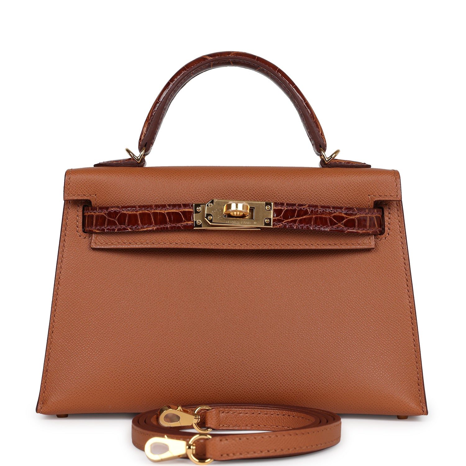 Hermes Kelly Sellier 20 Gold Madame & Miel Shiny Alligator Touch Gold Hardware