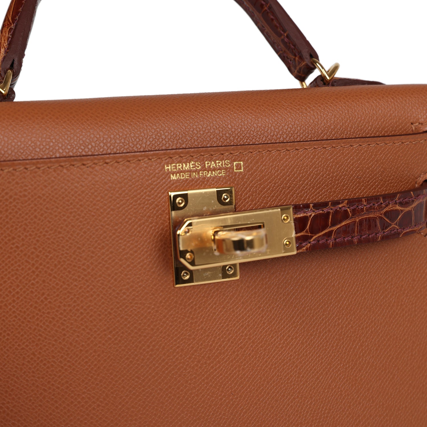 Hermes Kelly Sellier 20 Gold Madame & Miel Shiny Alligator Touch Gold Hardware
