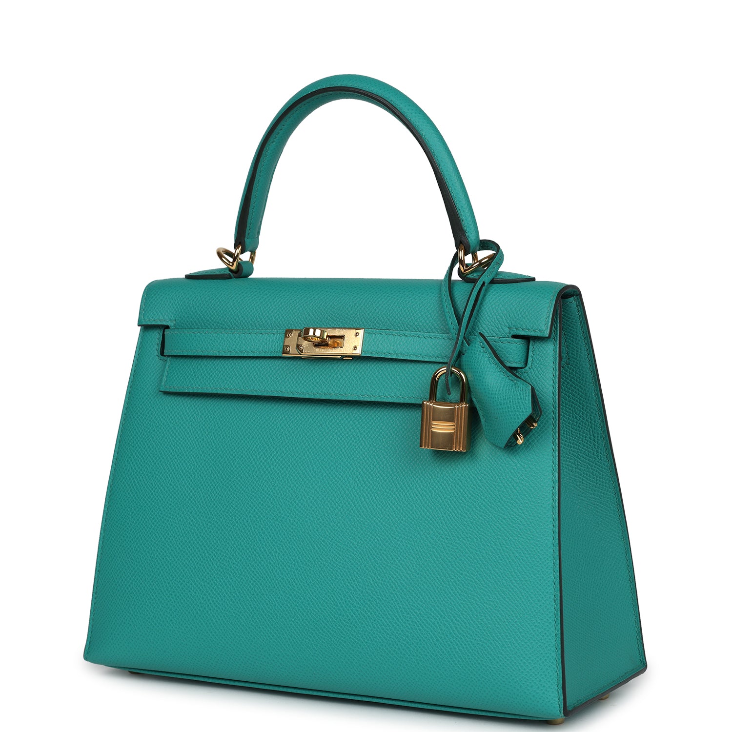 Pre-owned Hermes Kelly Sellier 25 Vert Verone Epsom Gold Hardware