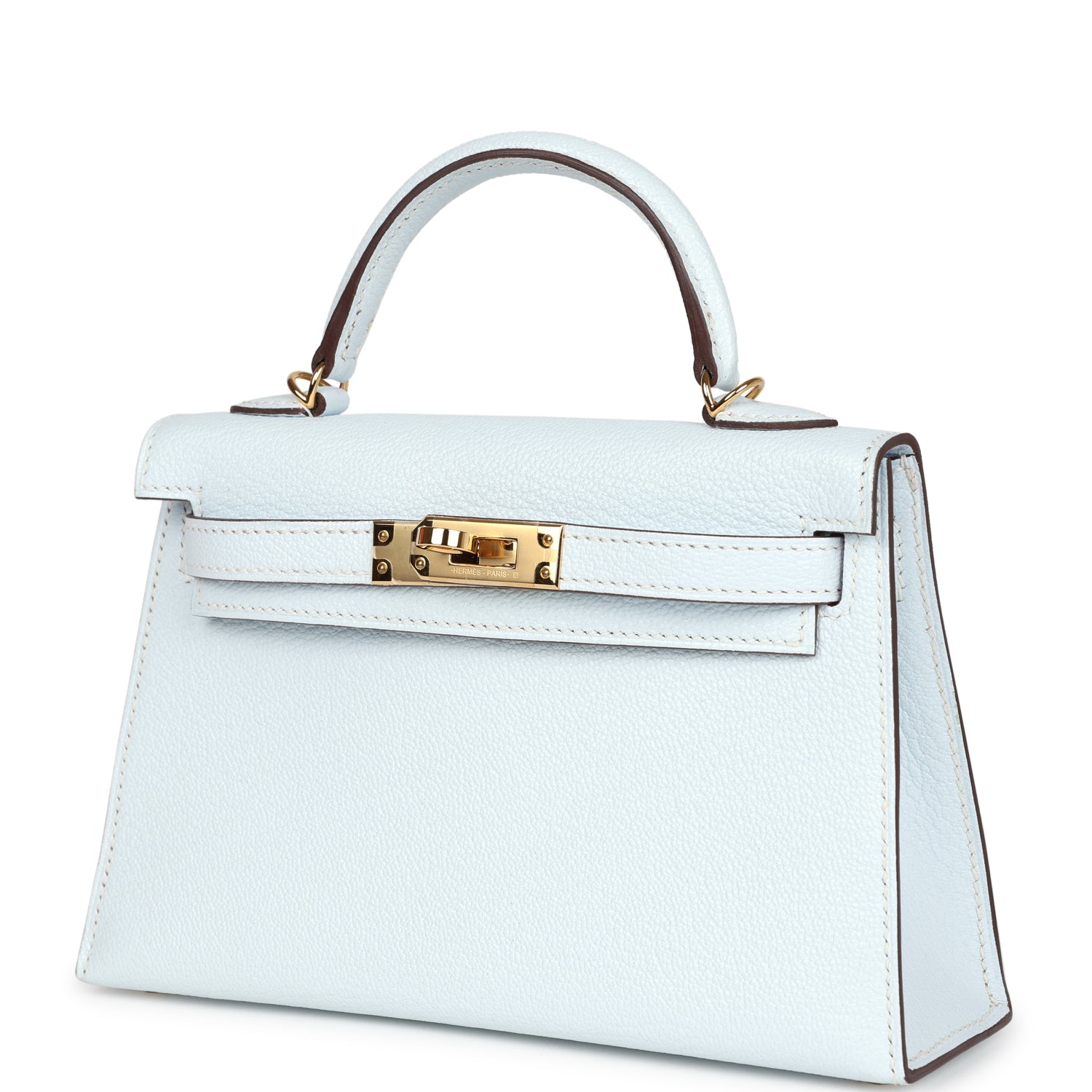 Pre-owned Hermes Kelly Sellier 20 Bleu Brume Chevre Gold Hardware