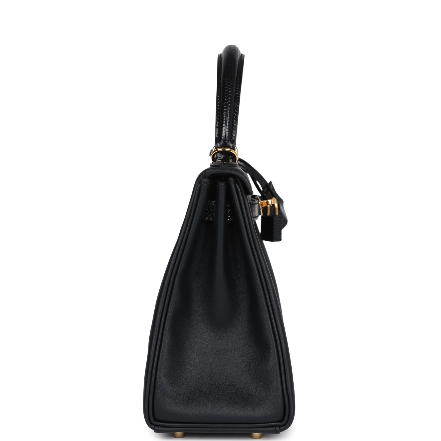 Hermes Kelly Retourne 25 Black Swift and Varanus Niloticus Lizard Touch Gold Hardware