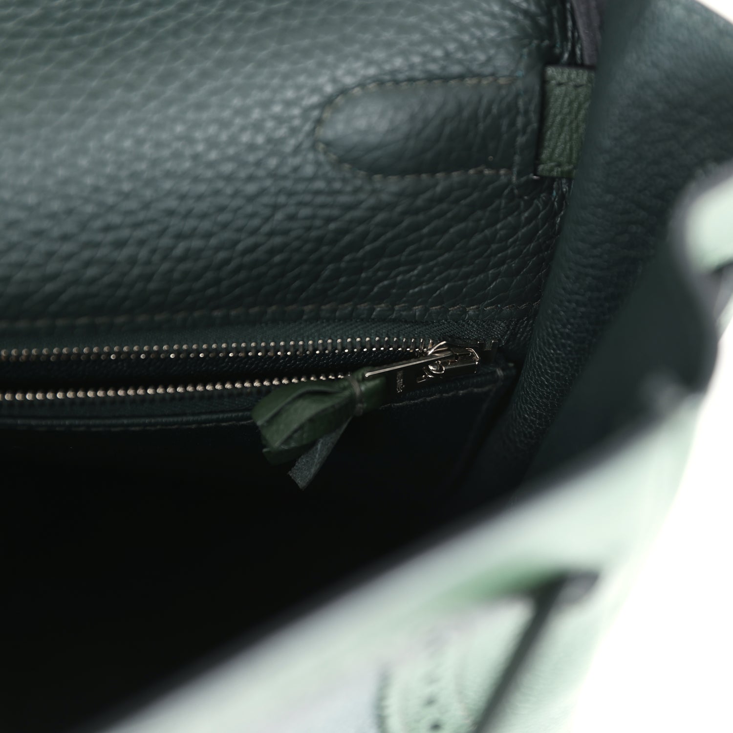 Pre-owned Hermes Ghillies Kelly 35 Retourne Vert Fonce Clemence and Vert Anglais Evercolor Palladium Hardware
