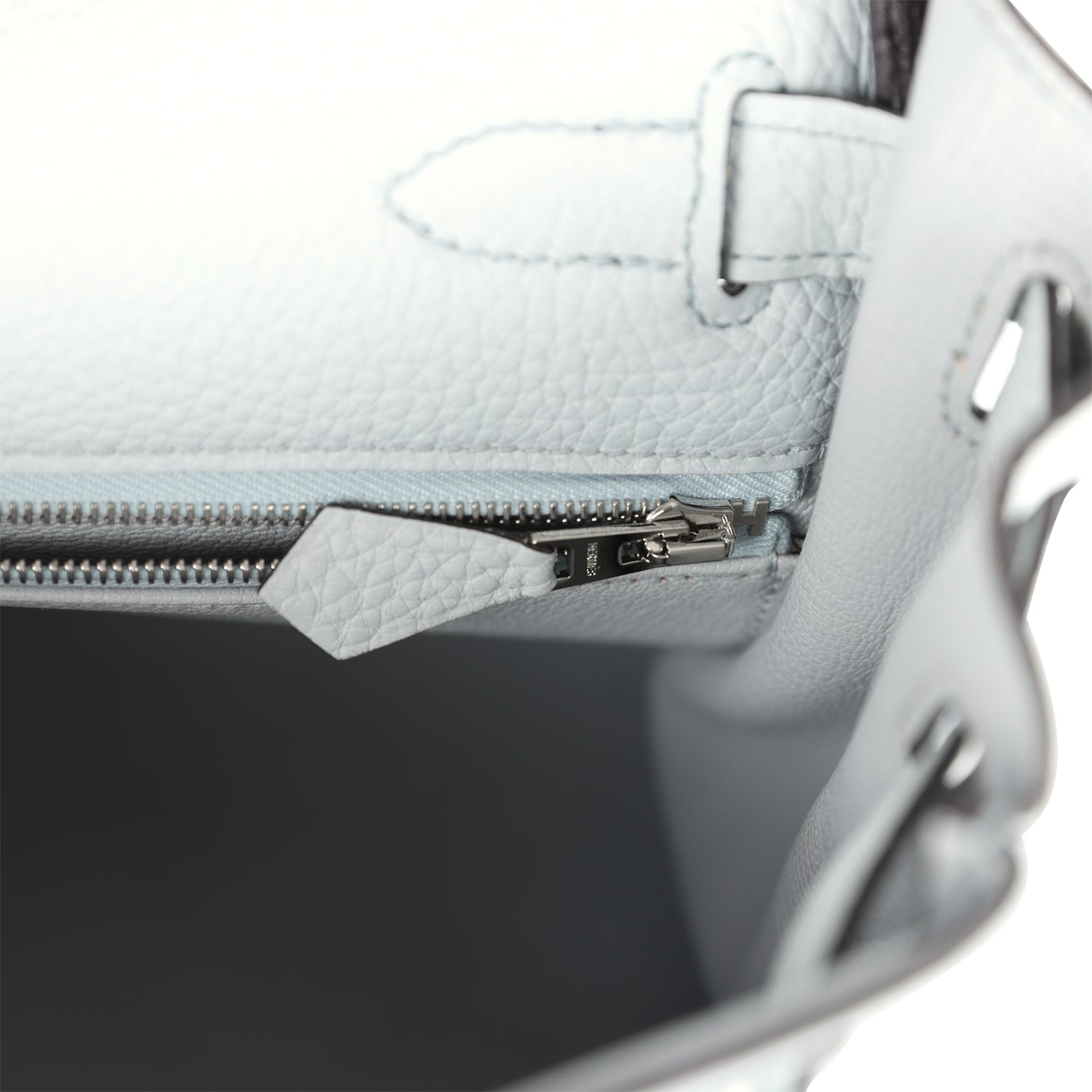 Pre-owned Hermes Kelly Retourne 28 Bleu Pale Clemence Palladium Hardware
