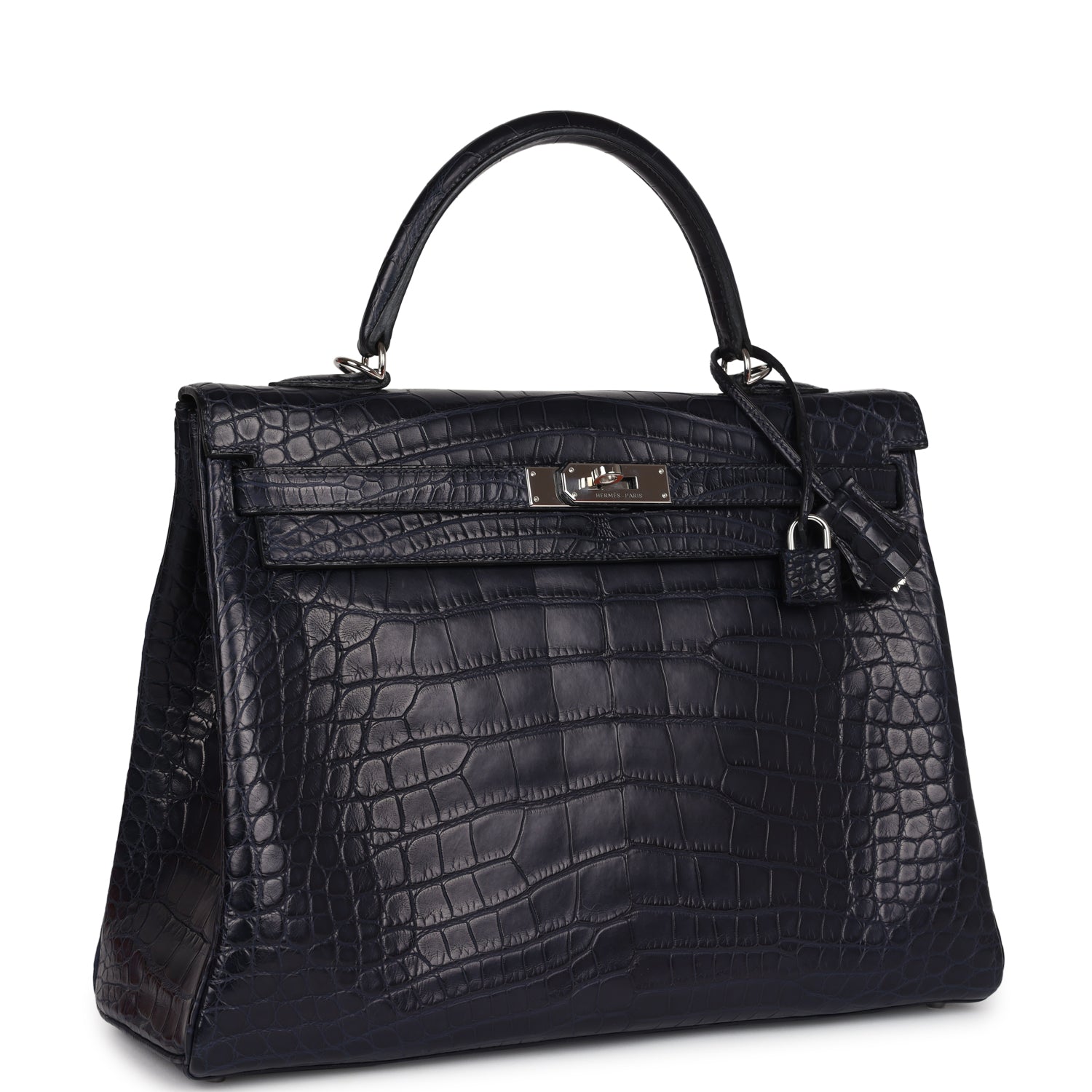 Payment 2 - Pre-owned Hermes Kelly Retourne 35 Bleu Indigo Matte Alligator Palladium Hardware