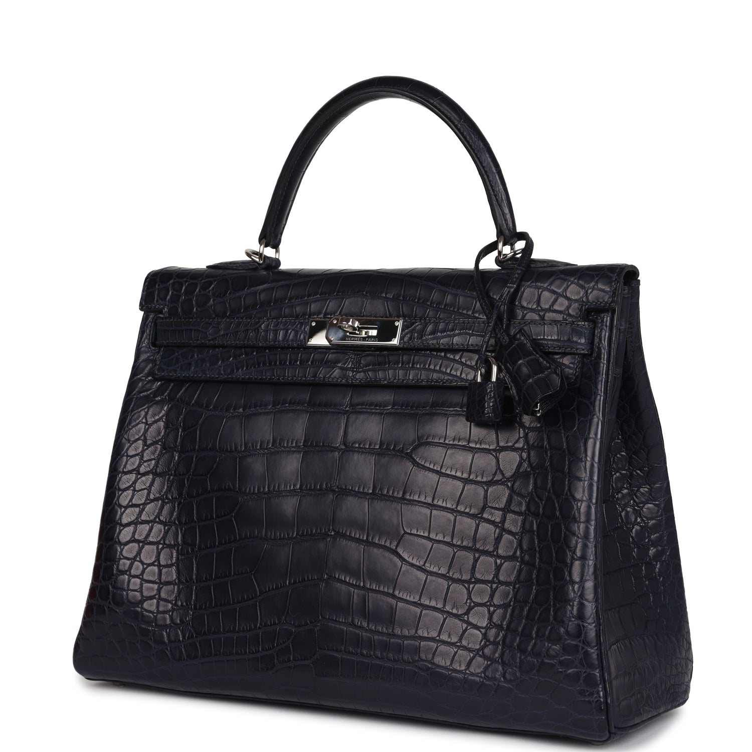 Payment 2 - Pre-owned Hermes Kelly Retourne 35 Bleu Indigo Matte Alligator Palladium Hardware