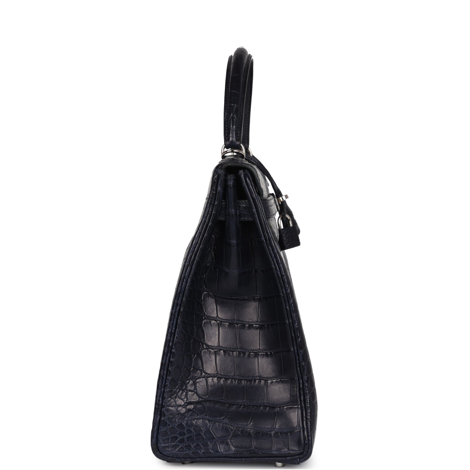 Payment 2 - Pre-owned Hermes Kelly Retourne 35 Bleu Indigo Matte Alligator Palladium Hardware