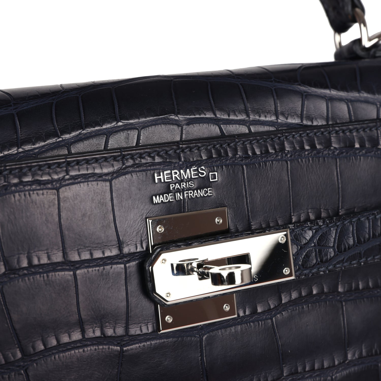 Payment 2 - Pre-owned Hermes Kelly Retourne 35 Bleu Indigo Matte Alligator Palladium Hardware